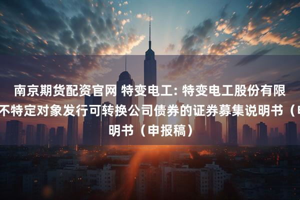 南京期货配资官网 特变电工: 特变电工股份有限公司向不特定对象发行可转换公司债券的证券募集说明书（申报稿）