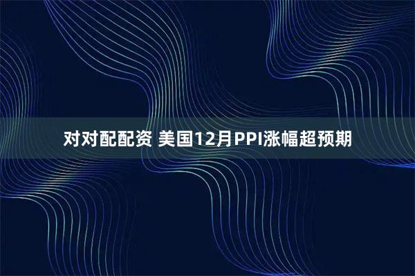 对对配配资 美国12月PPI涨幅超预期